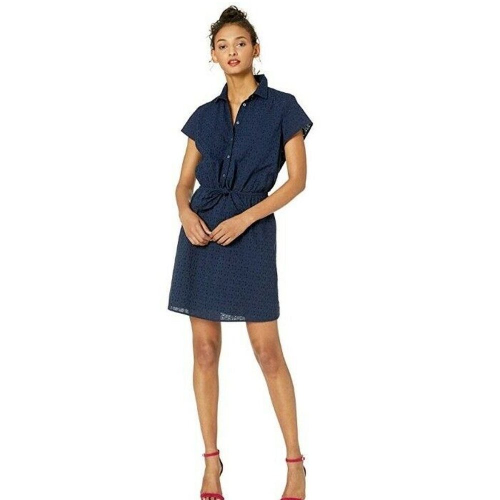 NWT J.Crew Mercantile Sz XL Navy Eyelet Dress - Picture 3 of 7